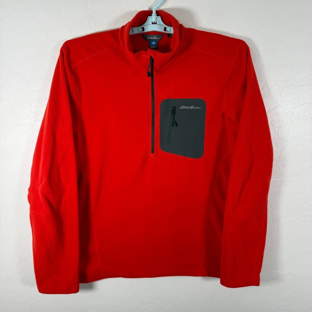 Eddie Bauer Sweater Mens Large Orange 1/2 Zip Pullover First Ascent Outdoor Hike